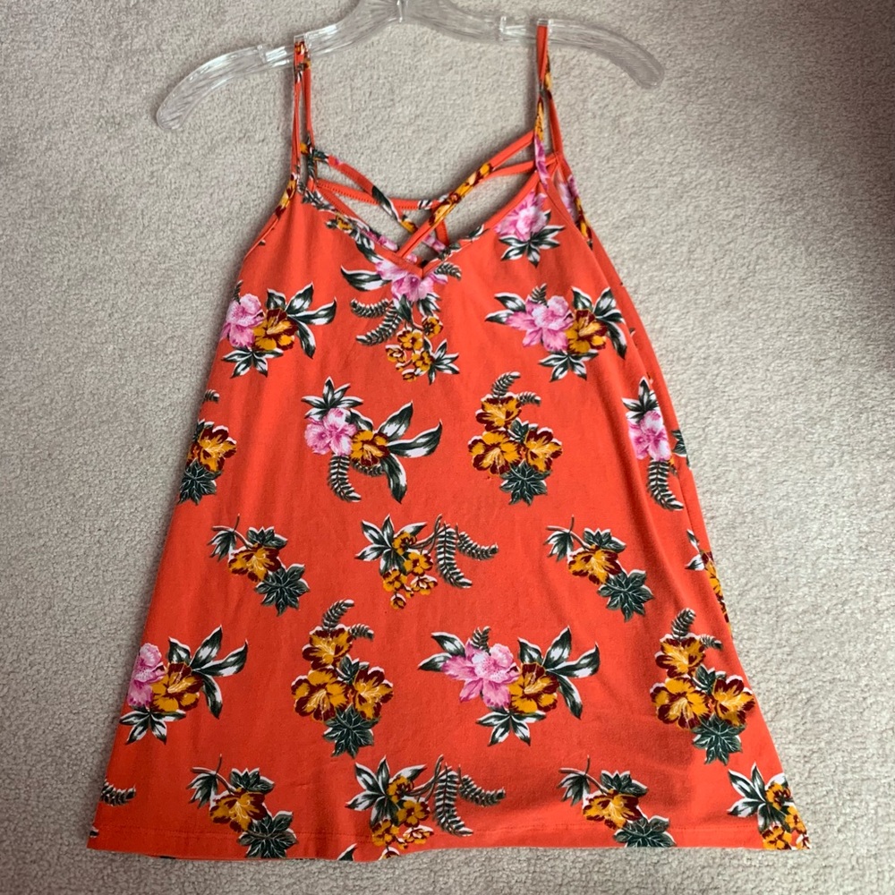 Flowery orange tank top